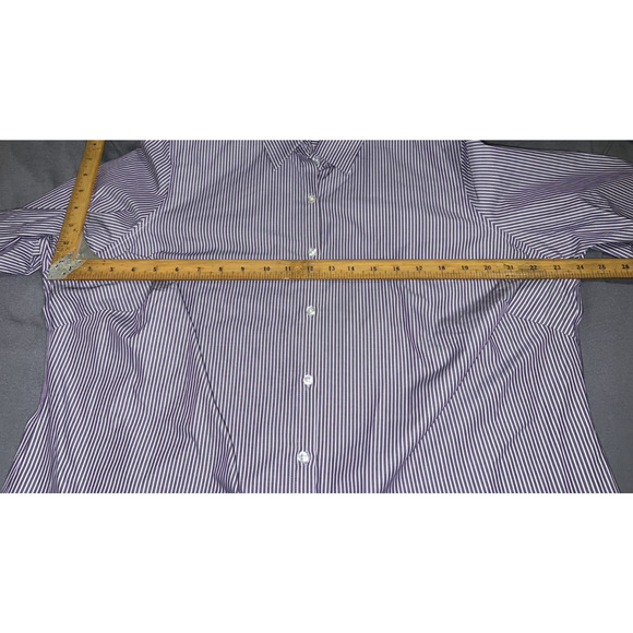 Lands’ End Top Women's Size 18W Purple Stripe Striped Button Up 3/4 Sleeve Shirt - Picture 7 of 11